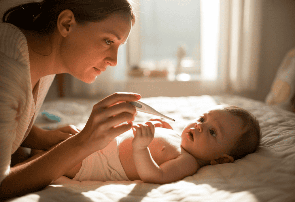 newborn being scared of thermometer